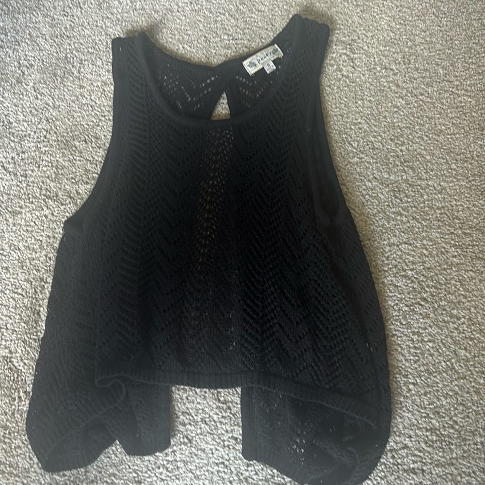 Black Crocheted sleeveless top - small